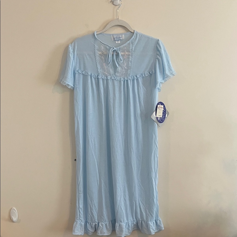 Vintage Stardust‎ Nightgown Blue Lace Floral NWT Deadstock Coquette Feminine S